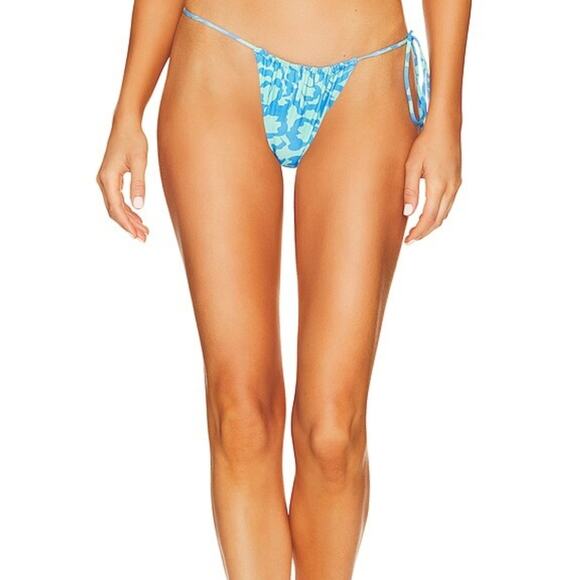 NEW Stone Fox Swim River String Bikini Swim Bottoms in Ocean Bloom - Picture 4 of 12